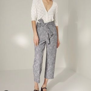 Aritzia Wilfred tie front pant in black and white tweed, size 0